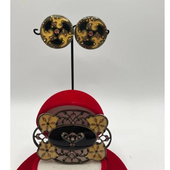 Antique Art Deco Brooch and Clip-On Earrings Matching Set! - Picture 8 of 10